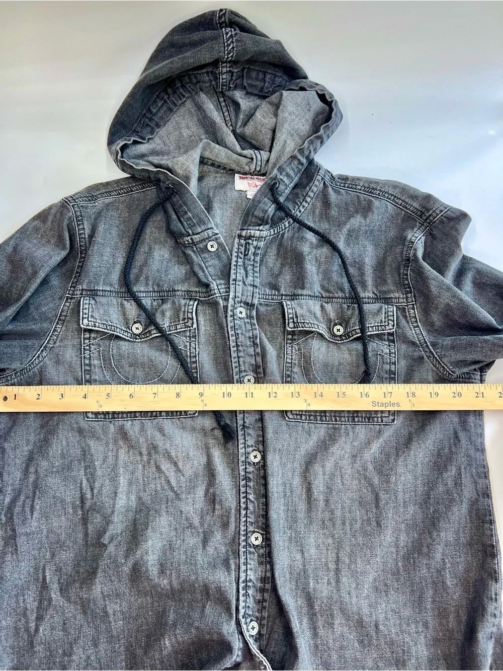 True Religion Men’s Hoodie Shirt Jacket Horseshoe Y2K Sz L Streetwear Skater